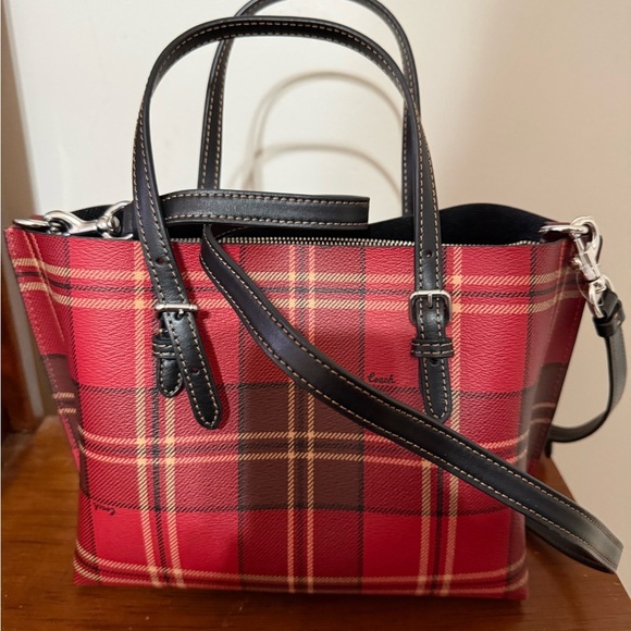 New Coach Mollie 25 Tote in Tartan Plaid Crossbody Purse - Picture 6 of 8